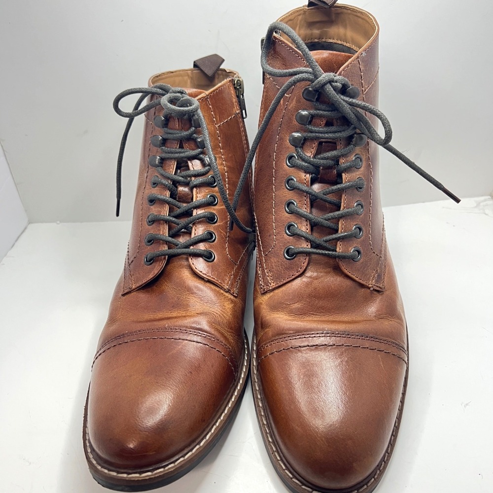 Crown Vintage Lingdale Cognac Leather Cap Toe Side‎ Zip Boots Mens 12 8368276